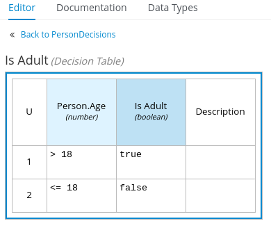 Image of person DMN decision table
