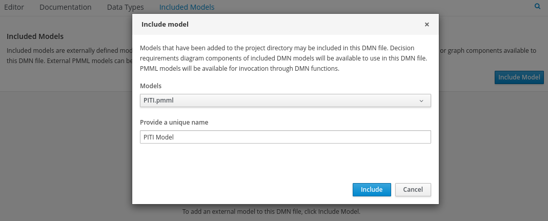 dmn include model pmml